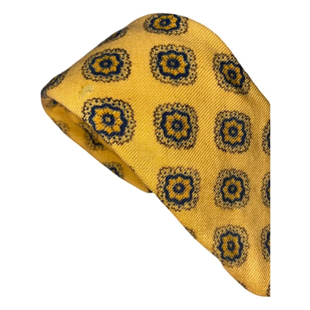 Brooks Brothers Makers All Wool woven hand block printed in England mandala tie - Picture 2 of 5